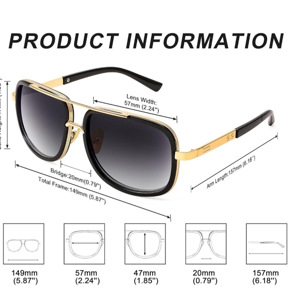 Retro Trendy Aviator Sunglasses Women | Men Classic Vintage Square. UV400. - Picture 3 of 5